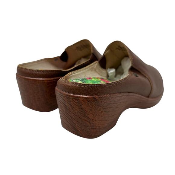 Alegria Sereniti Clog Shoes Wedge Leather Cognac Tan Brown Size 38 US 8 8.5 - Picture 8 of 15